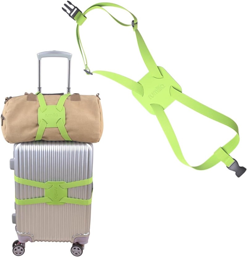RUMILLA Adjustable Luggage Straps for Suitcases Add a Bag High Elastic Travel Bungees Connecting Carry On Bag TSA Approved (Green Luggage strap-1PCS) - Image 5